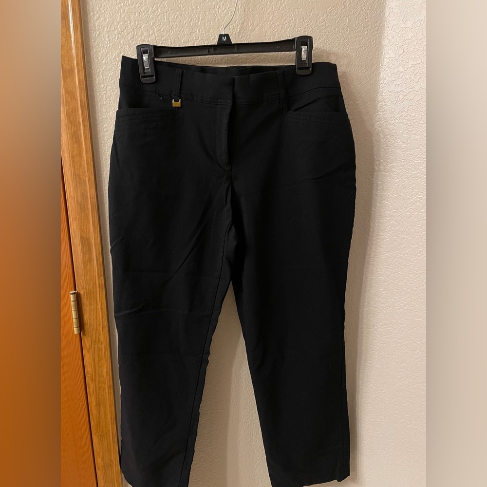 M Collection black, skinny leg, elastic waist trousers size 10PS